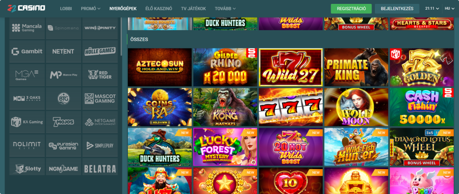 22Casino kaszinó platform